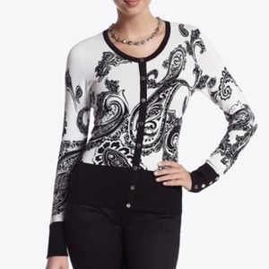 White House black market Paisley Cardigan Size S